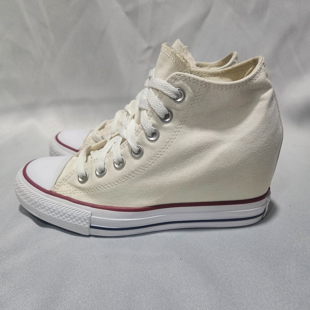Converse Chuck Taylor Lux Mid Hidden Wedge Heel White Women's Size 8 54720F